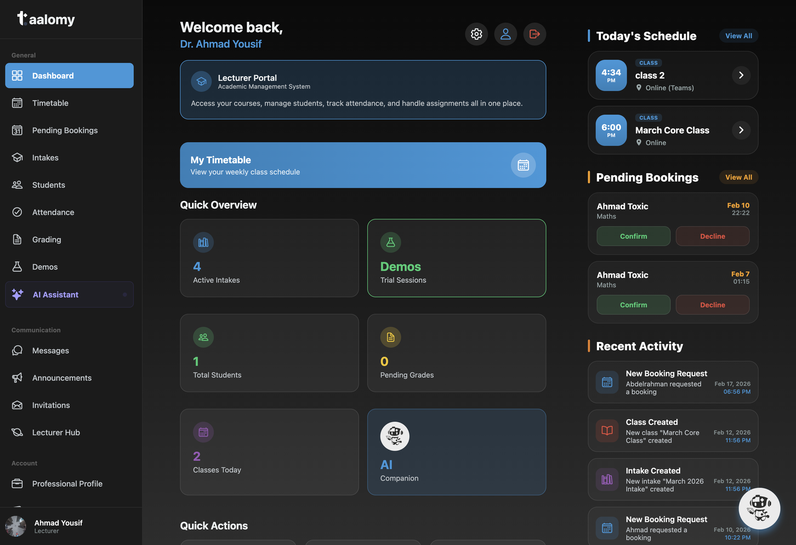Taalomy Dashboard
