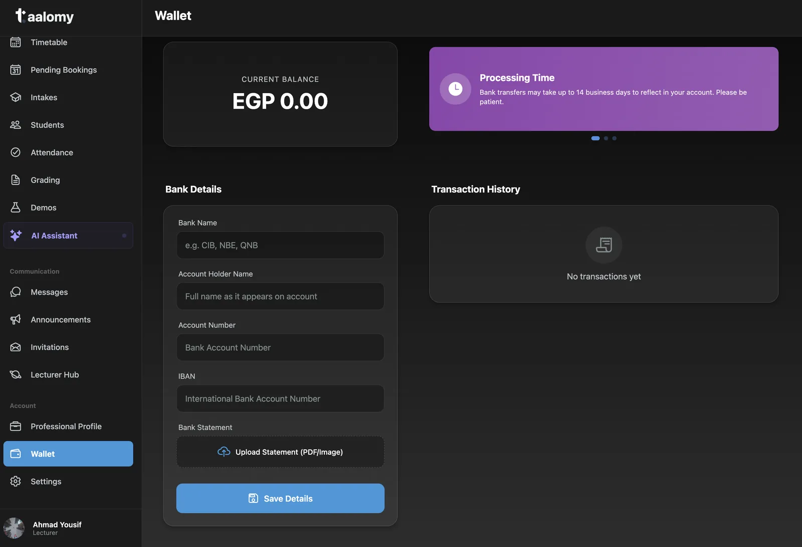 Taalomy wallet